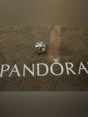 Authentic Retired Pandora Snowflake Charm with CZ stones